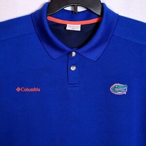 Columbia Florida Gators Polo Shirt Men XL Blue Omni Shade UV Protection Football